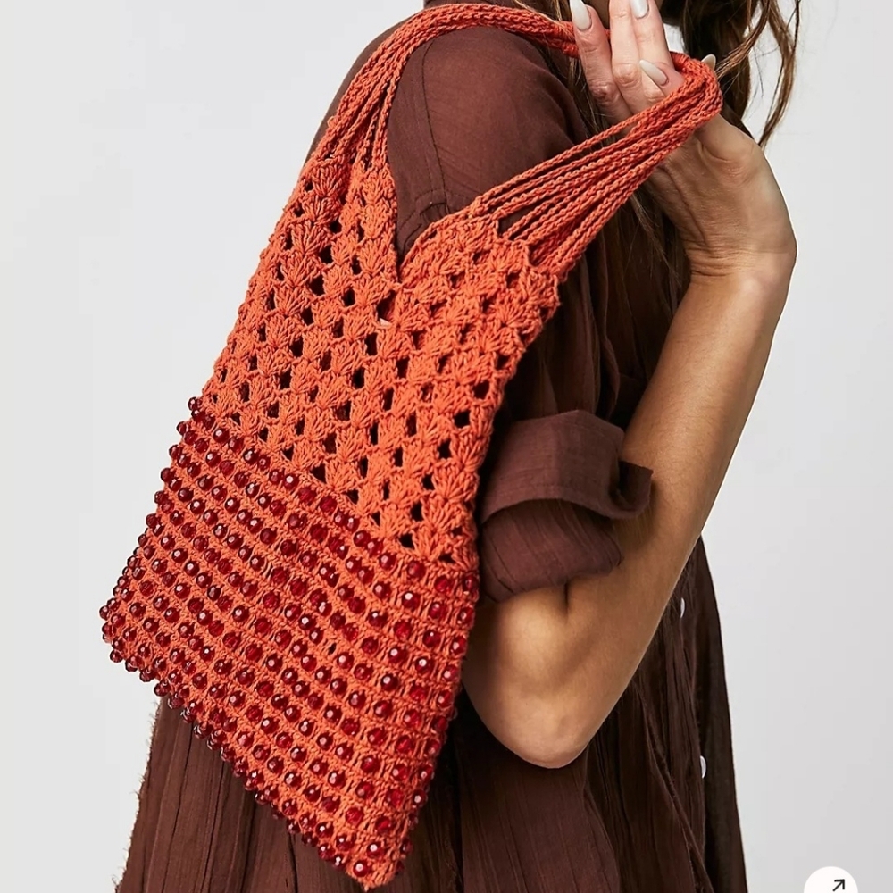 Free People Beaded Wonder Orange Purse